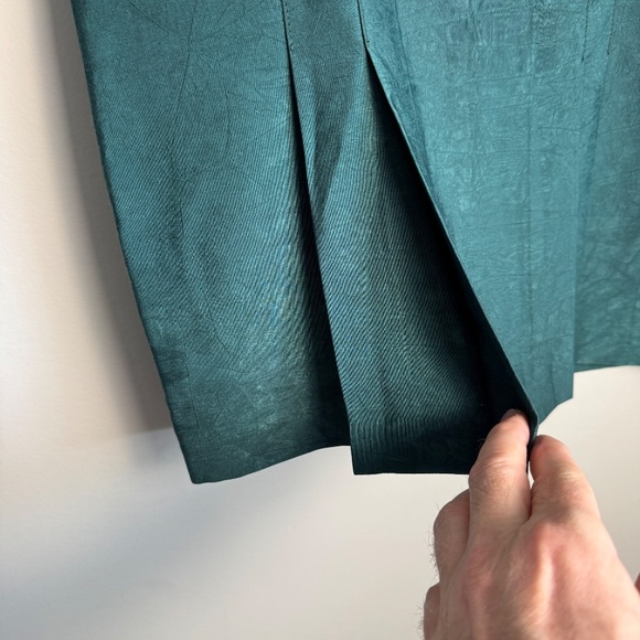 Bantry Bay by Leboff Vintage Pencil Knee‎ Skirt Green Small Front Hem Pleats - Picture 3 of 12